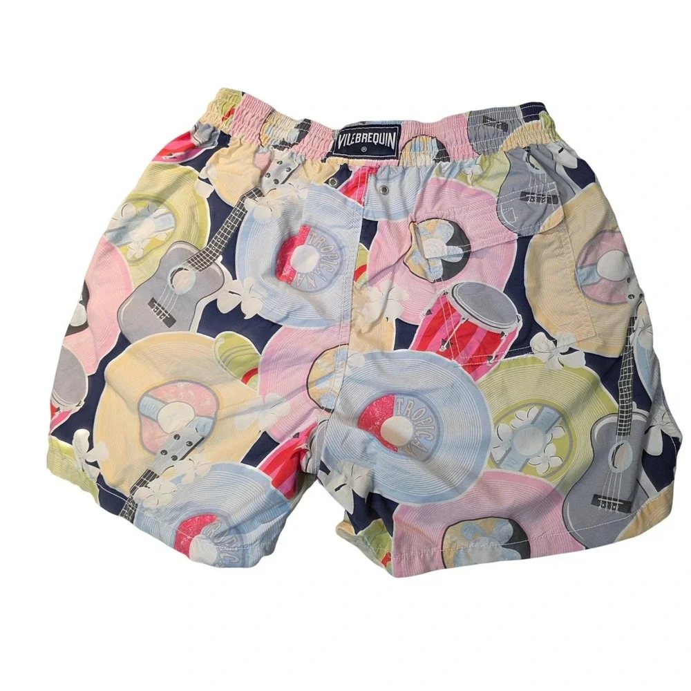 Vilebrequin‎ Men's Swim Trunks Shorts XL Music Record Guitar Print